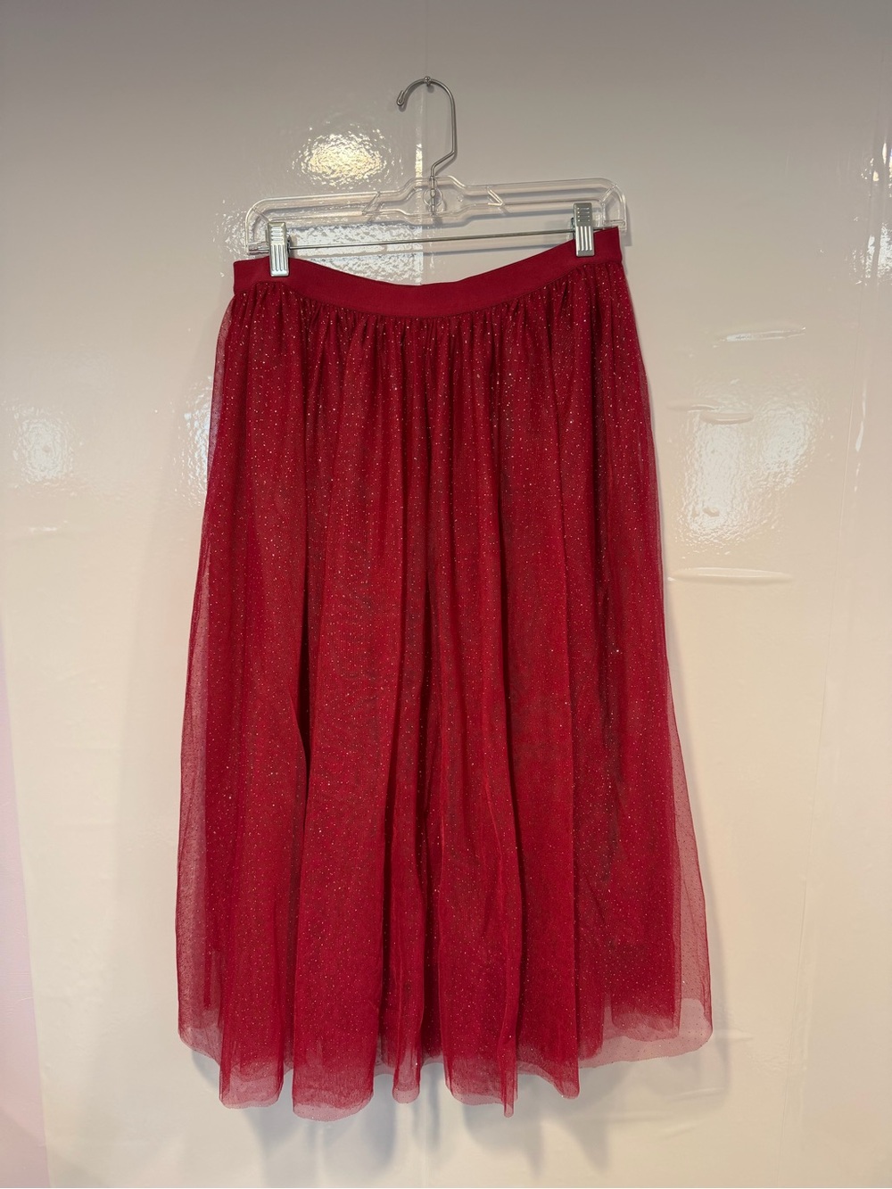 Matilda Jane Sparkle City Skirt Red Glitter Tulle Midi Skirt NWT Small 28671B